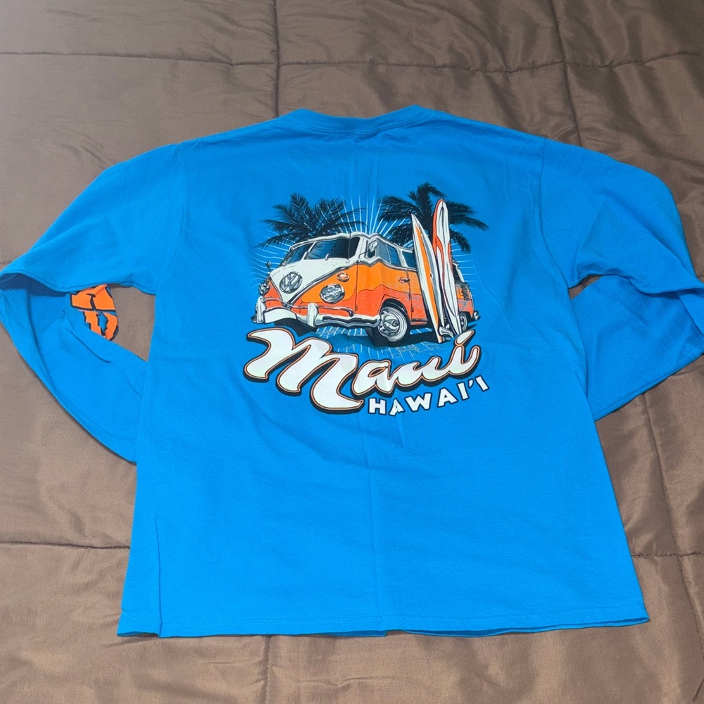 Fruit of the Loom Blue Maui Hawaii Long Sleeve Top